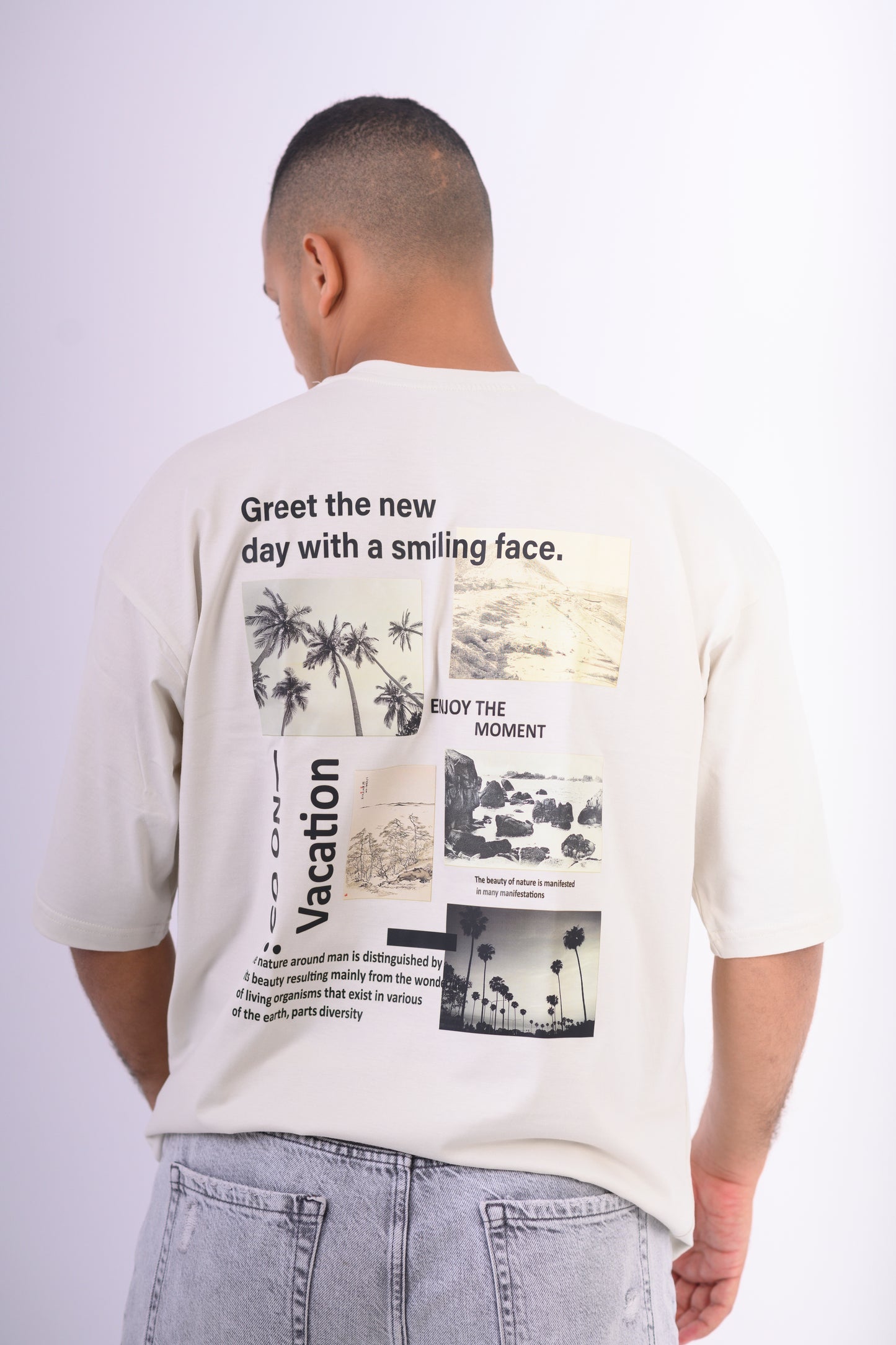 Oversized Go On Vacation T-shirt In Beige