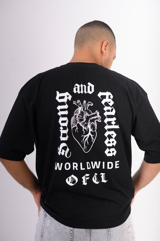 Oversized Heart Graphic T-shirt In Black